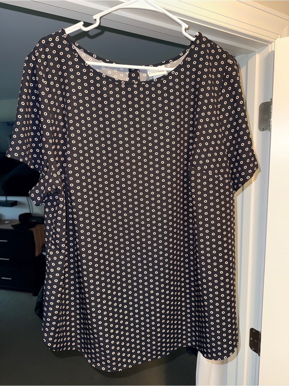 Ava & Viv Black Blouse with White Dot Print